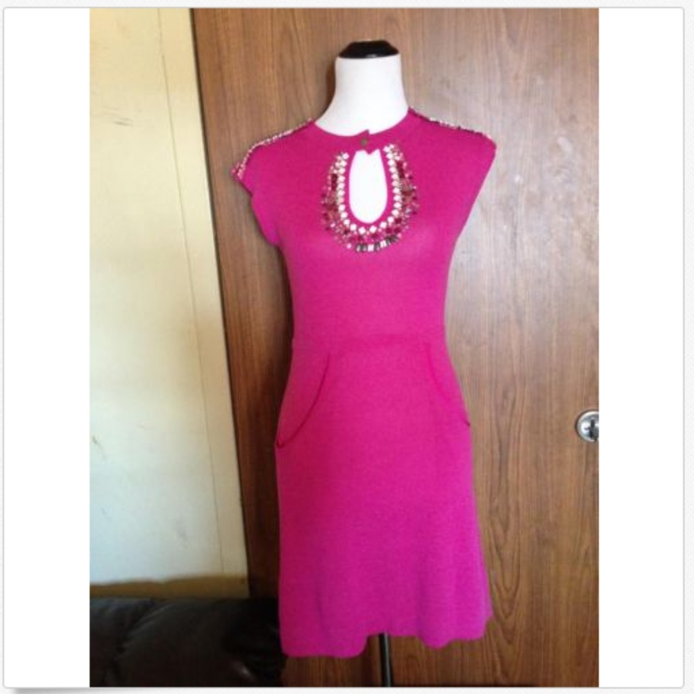 NANETTE LEPORE Hot Pink Sleeveless Knit Dress SZ S